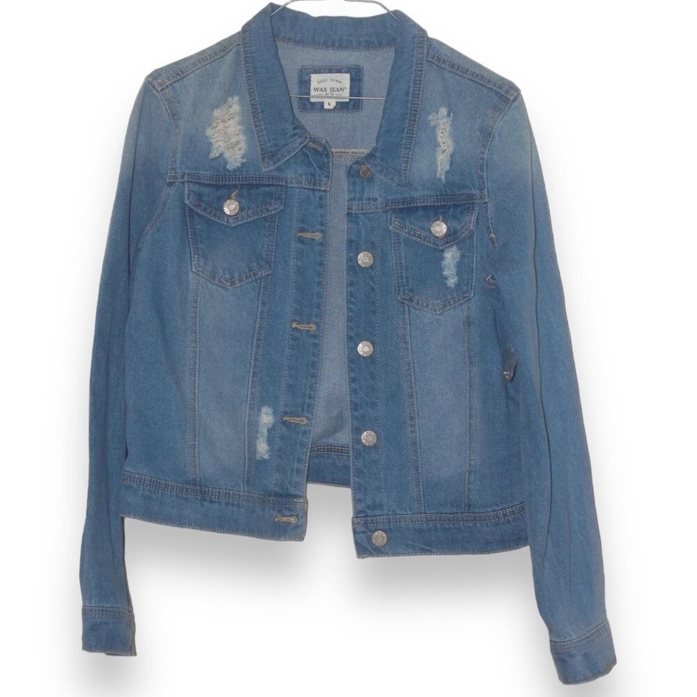 Medium Wash Wax Jean Woman Jean Jacket size L